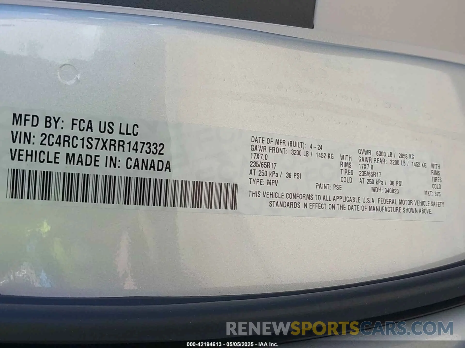 9 fotografías del automóvil dañado 2C4RC1S7XRR147332 CHRYSLER PACIFICA HYBRID 2024