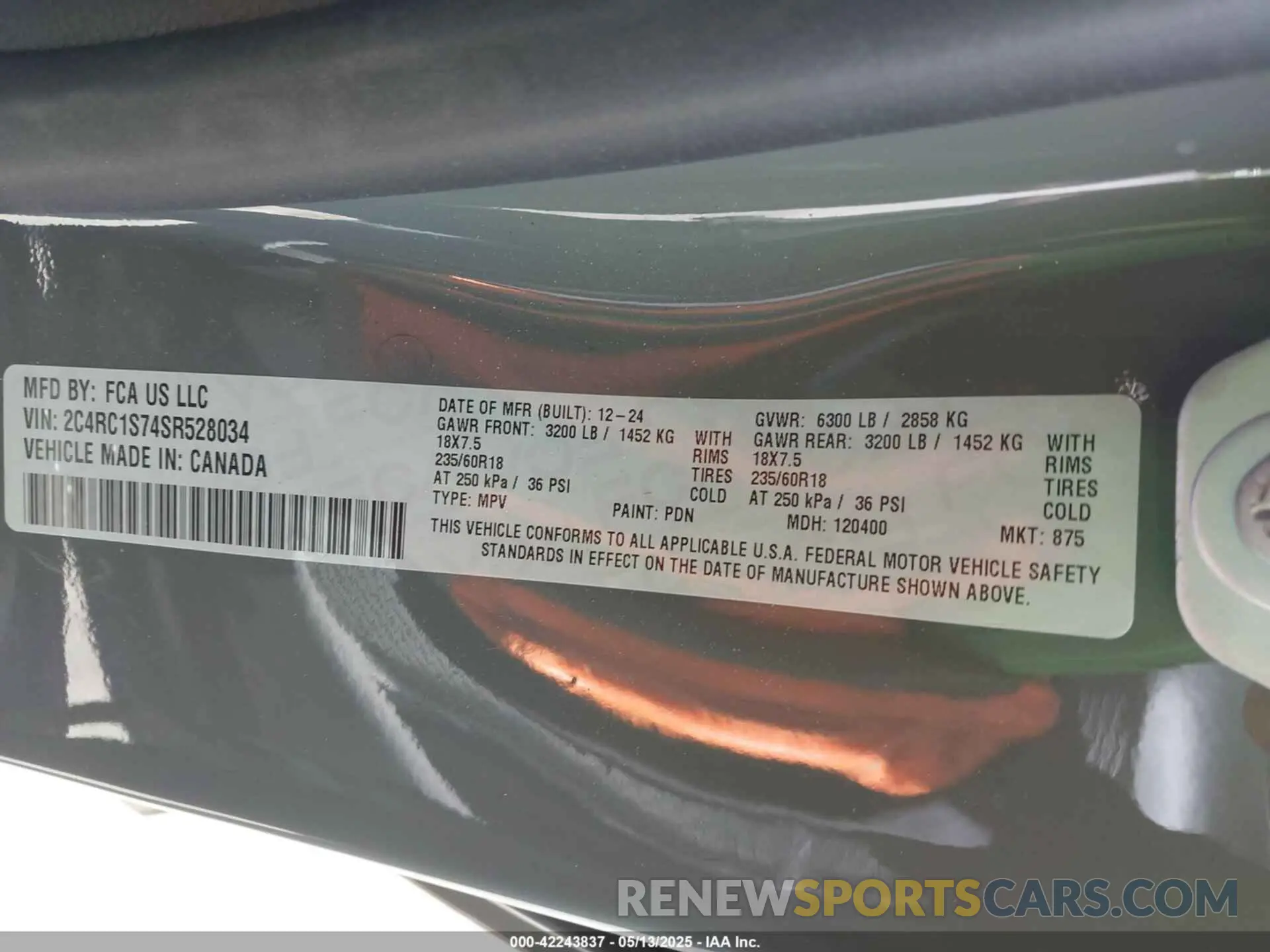 9 fotografías del automóvil dañado 2C4RC1S74SR528034 CHRYSLER PACIFICA HYBRID 2025