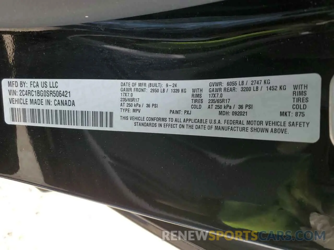 14 fotografías del automóvil dañado 2C4RC1BG0SR506421 CHRYSLER PACIFICA S 2025