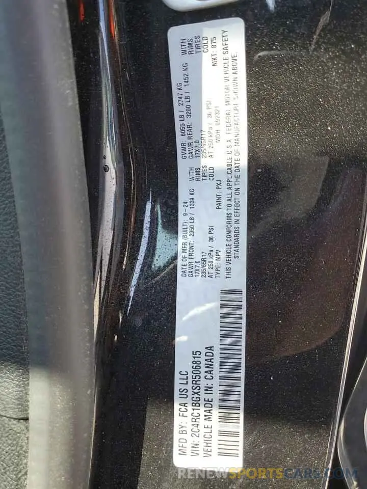 13 fotografías del automóvil dañado 2C4RC1BGXSR506815 CHRYSLER PACIFICA S 2025
