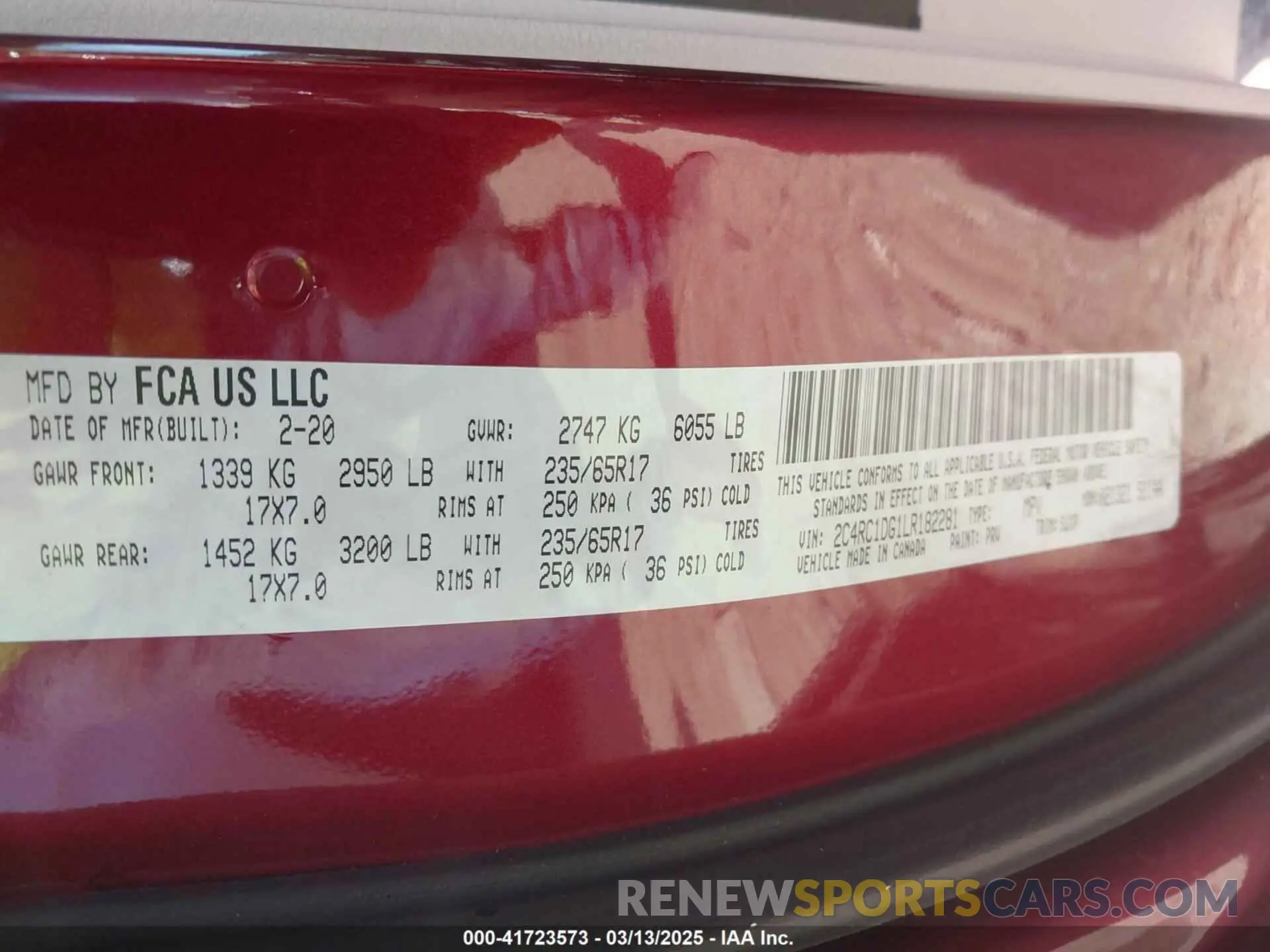 9 fotografías del automóvil dañado 2C4RC1DG1LR182281 CHRYSLER VOYAGER 2020