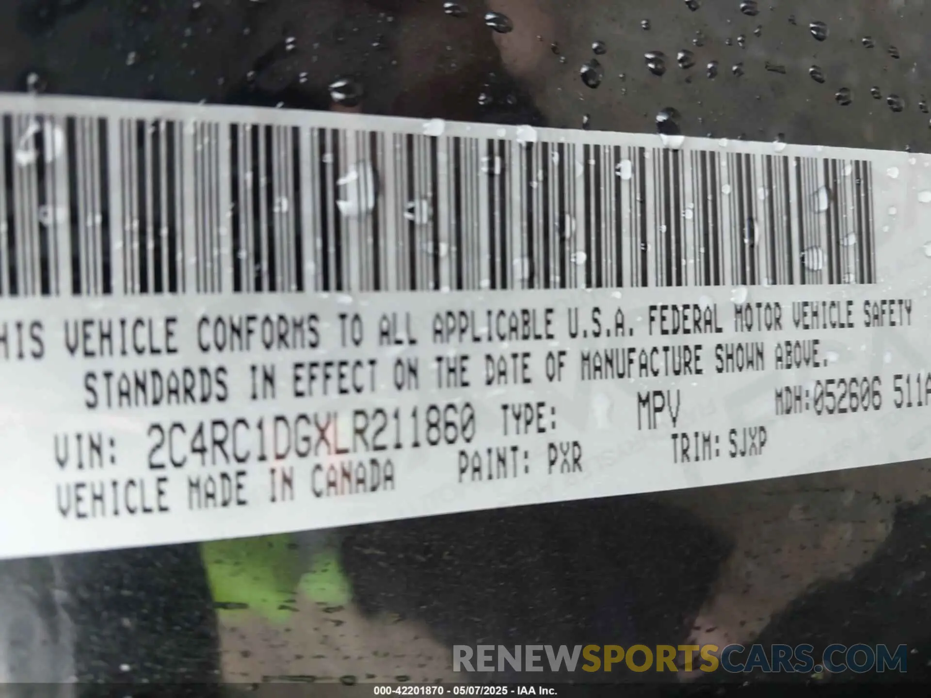9 fotografías del automóvil dañado 2C4RC1DGXLR211860 CHRYSLER VOYAGER 2020