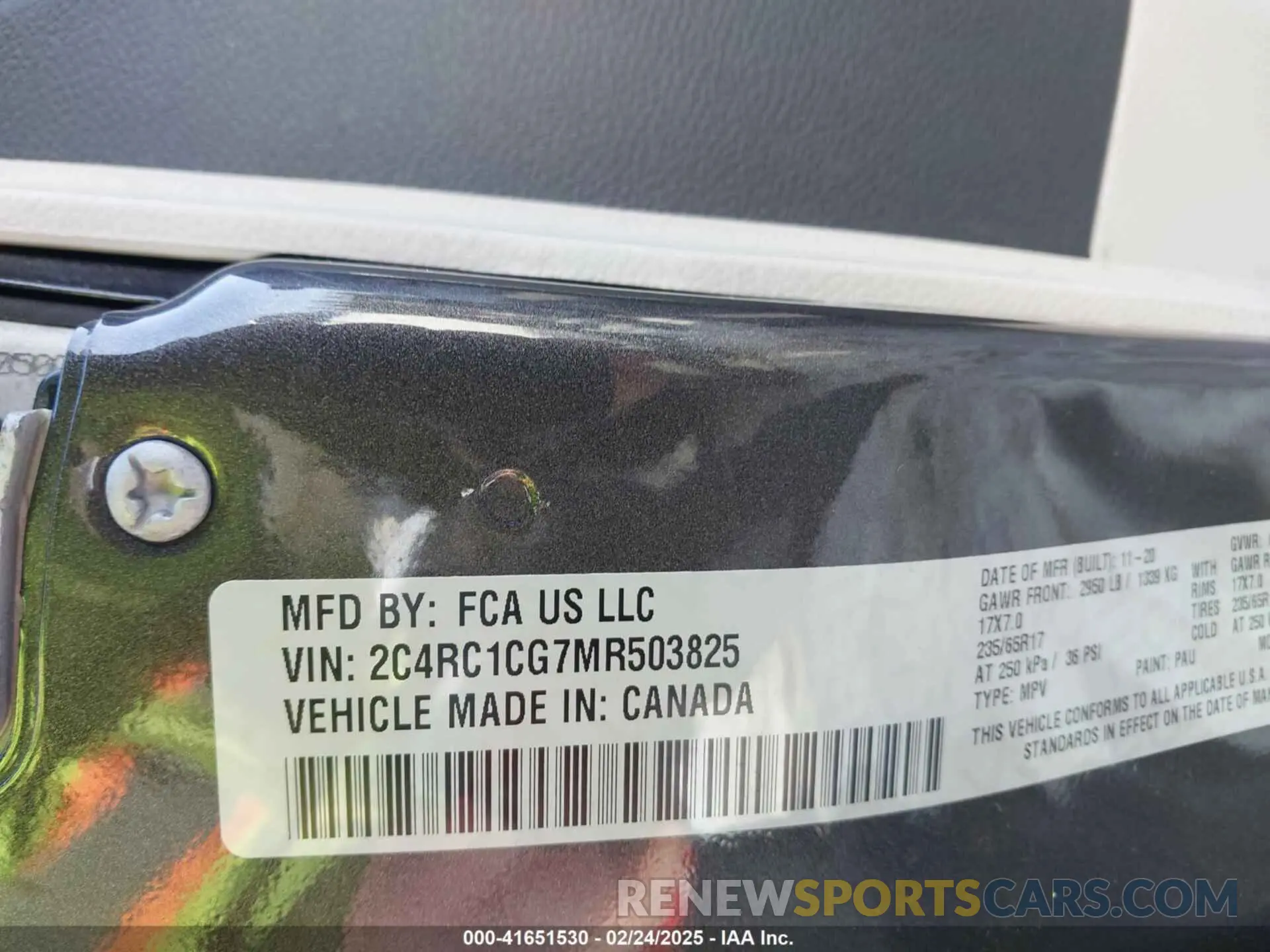 9 fotografías del automóvil dañado 2C4RC1CG7MR503825 CHRYSLER VOYAGER 2021
