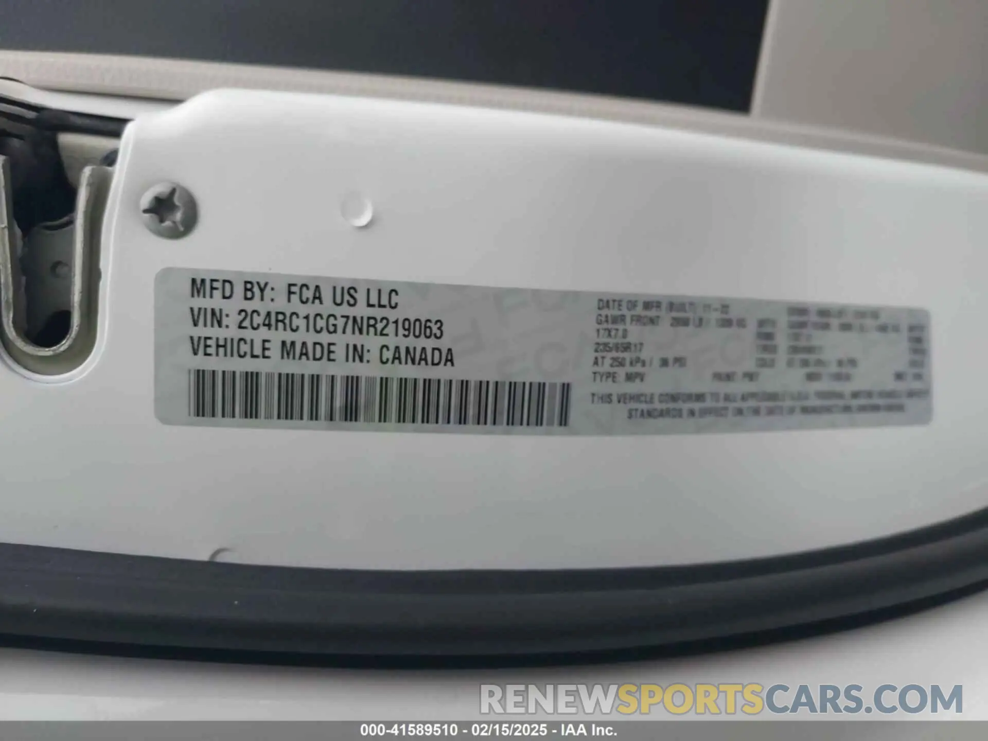 9 fotografías del automóvil dañado 2C4RC1CG7NR219063 CHRYSLER VOYAGER 2022