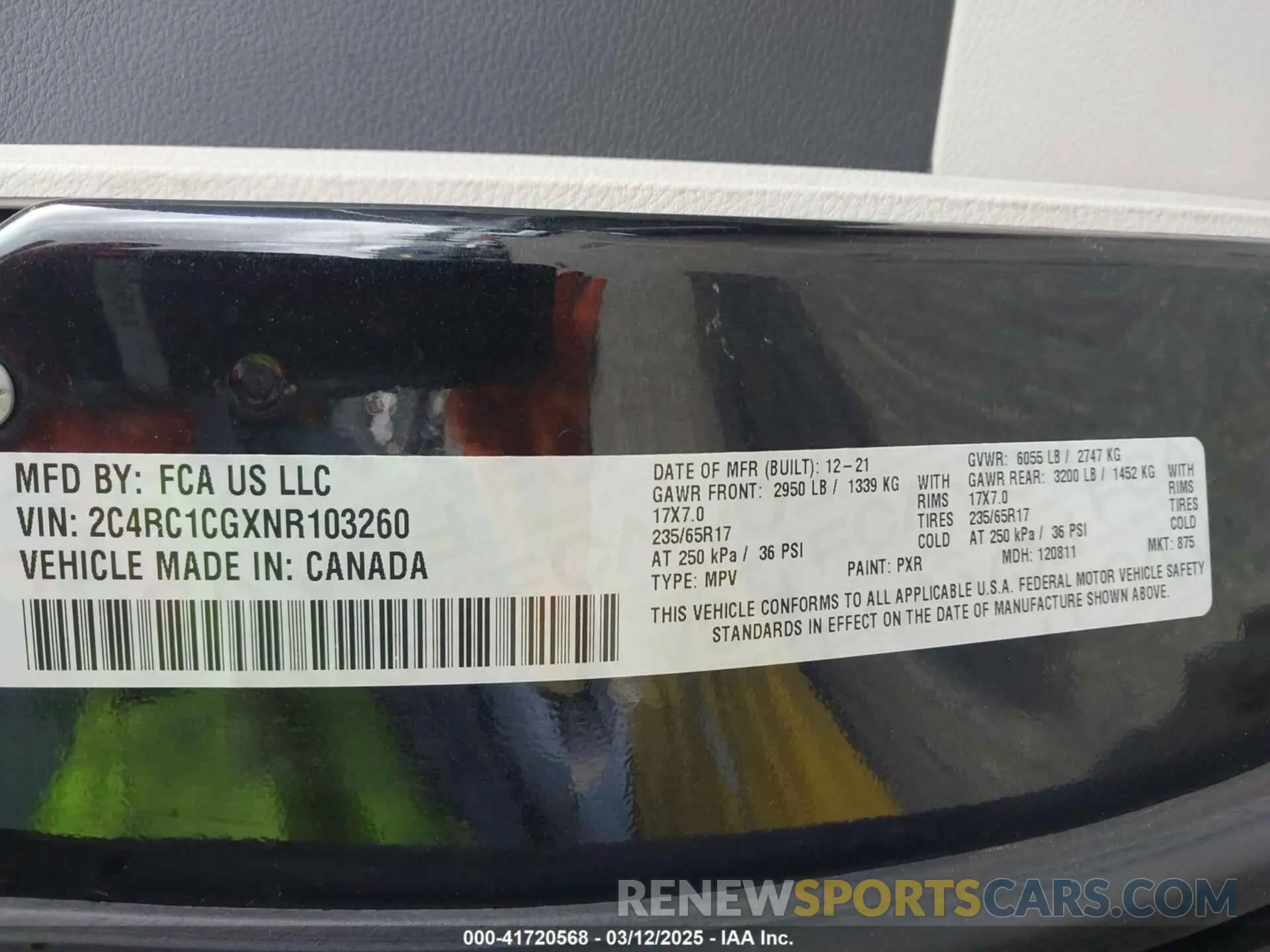9 fotografías del automóvil dañado 2C4RC1CGXNR103260 CHRYSLER VOYAGER 2022