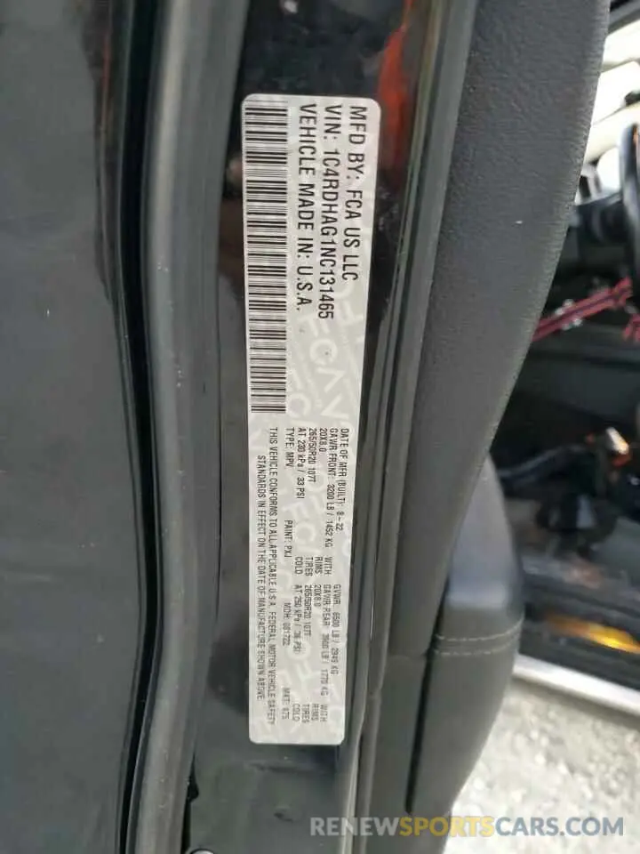 13 fotografías del automóvil dañado 1C4RDHAG1NC131465 DODGE All Models 2022