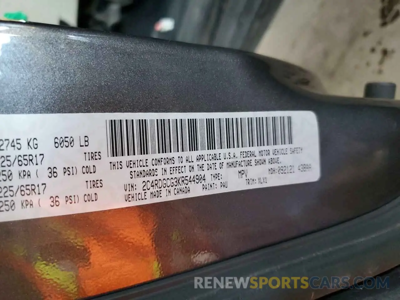 13 fotografías del automóvil dañado 2C4RDGCG3KR544904 DODGE CARAVAN 2019