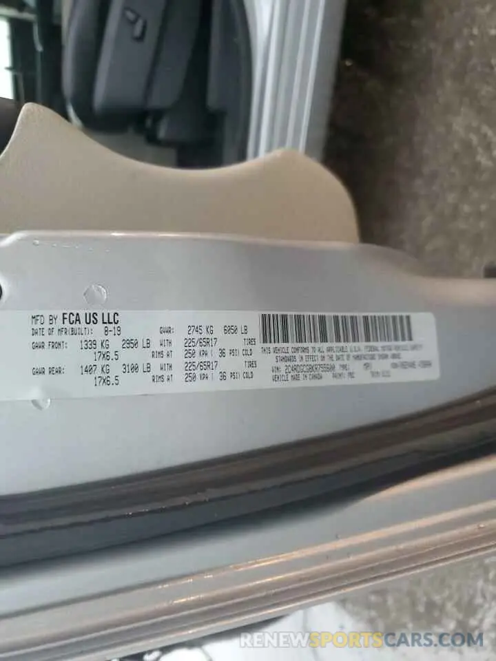 14 fotografías del automóvil dañado 2C4RDGCG8KR755600 DODGE CARAVAN 2019