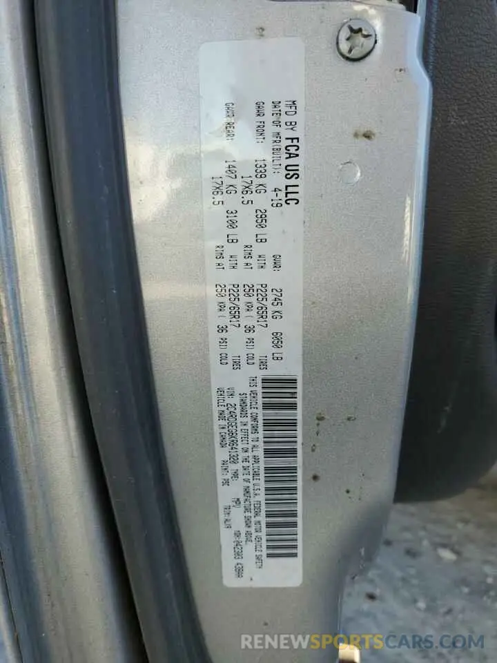13 fotografías del automóvil dañado 2C4RDGEG6KR641320 DODGE CARAVAN 2019