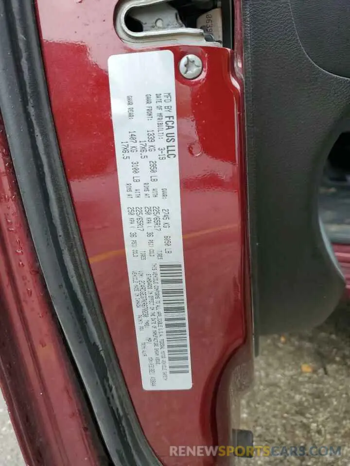 13 fotografías del automóvil dañado 2C4RDGEG7KR670230 DODGE CARAVAN 2019