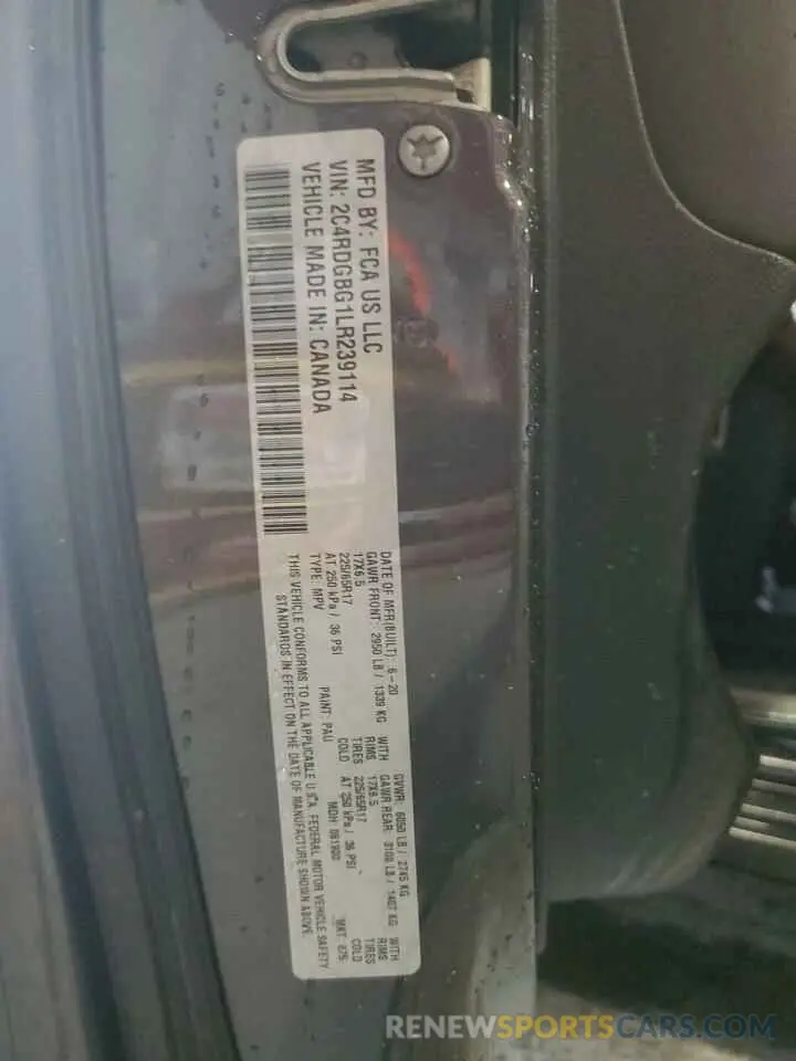 13 fotografías del automóvil dañado 2C4RDGBG1LR239114 DODGE CARAVAN 2020
