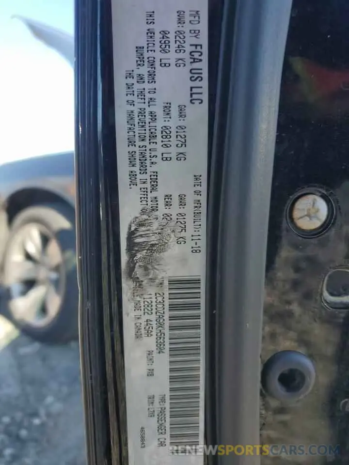 14 fotografías del automóvil dañado 2C3CDZAG0KH563604 DODGE CHALLENGER 2019