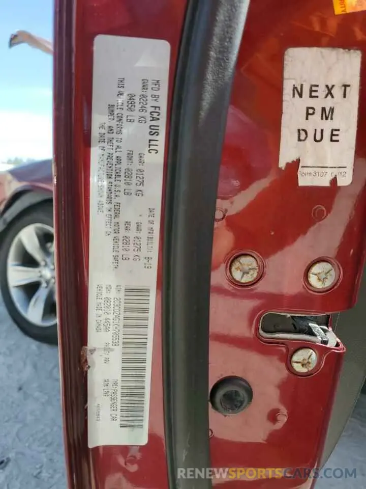 15 fotografías del automóvil dañado 2C3CDZAG1KH705538 DODGE CHALLENGER 2019