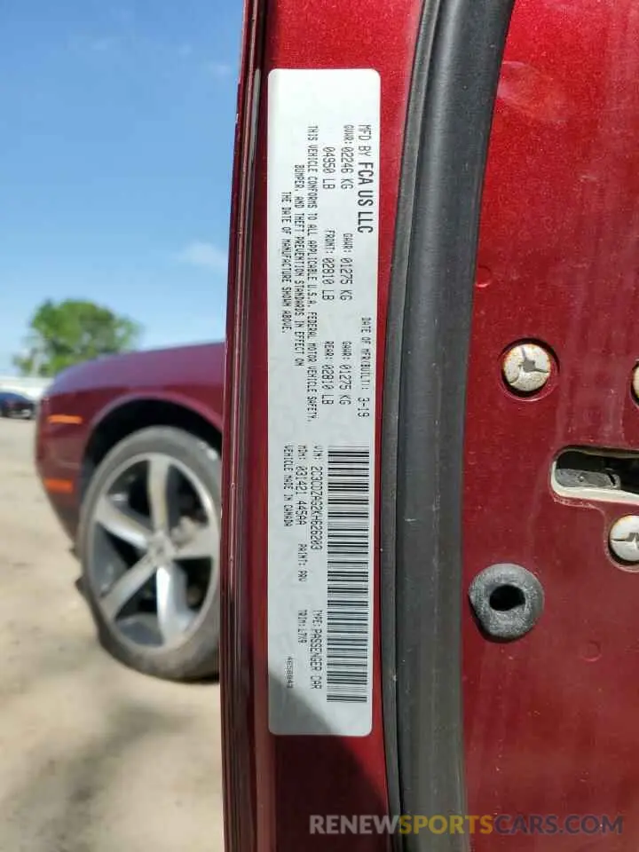 13 fotografías del automóvil dañado 2C3CDZAG2KH626203 DODGE CHALLENGER 2019
