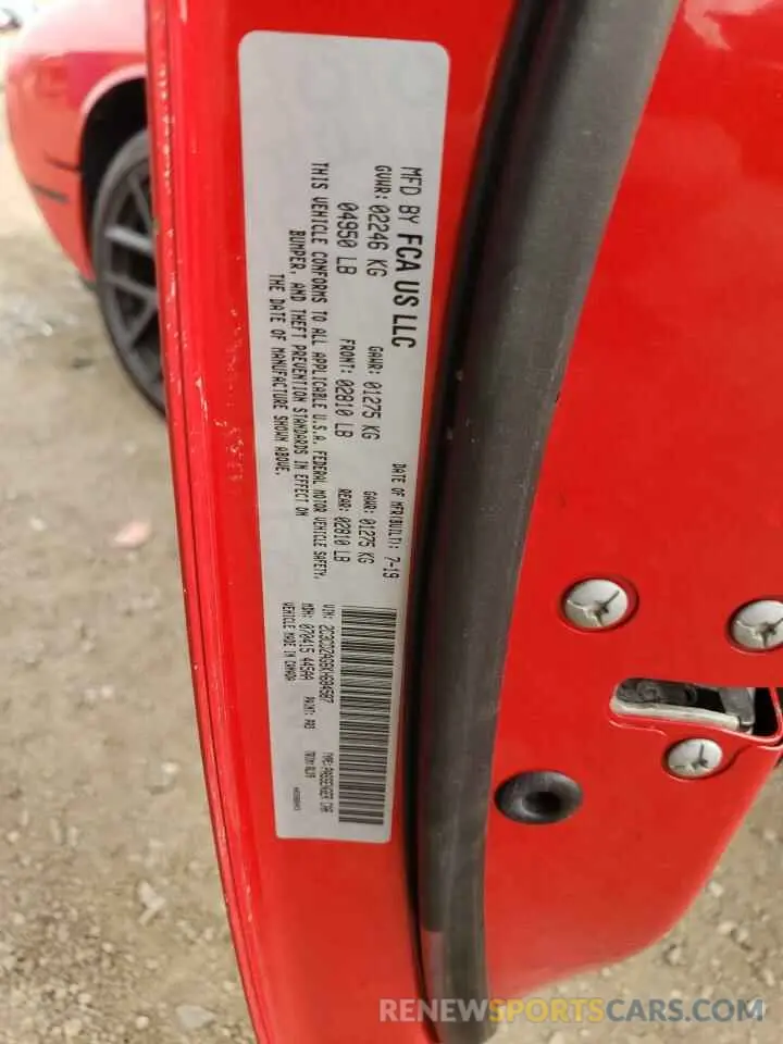 14 fotografías del automóvil dañado 2C3CDZAG6KH684587 DODGE CHALLENGER 2019