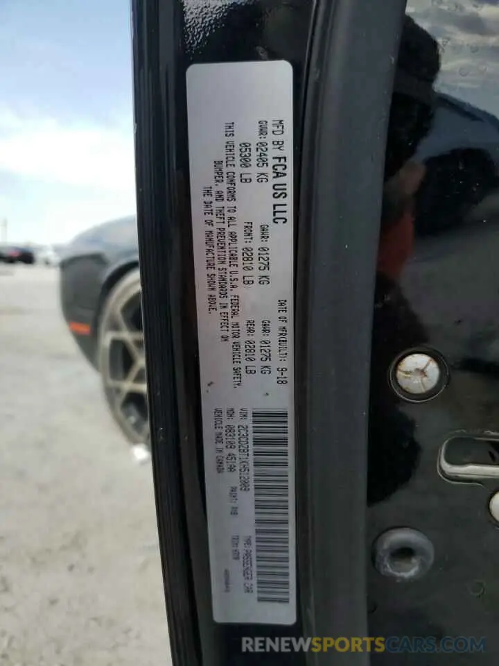 12 fotografías del automóvil dañado 2C3CDZBT1KH512009 DODGE CHALLENGER 2019