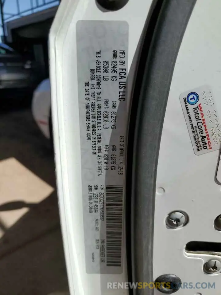 12 fotografías del automóvil dañado 2C3CDZBT7KH583537 DODGE CHALLENGER 2019