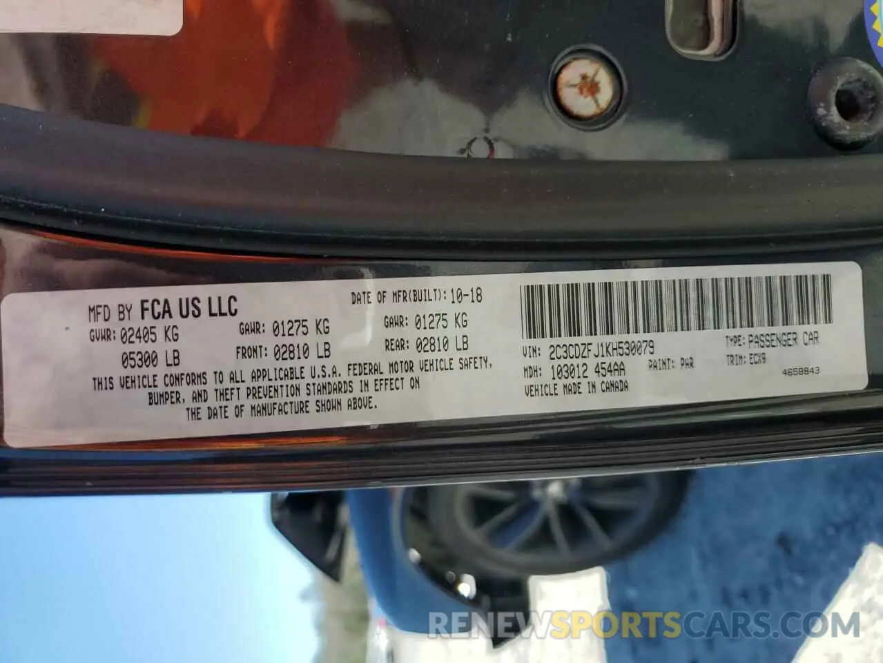 14 fotografías del automóvil dañado 2C3CDZFJ1KH530079 DODGE CHALLENGER 2019