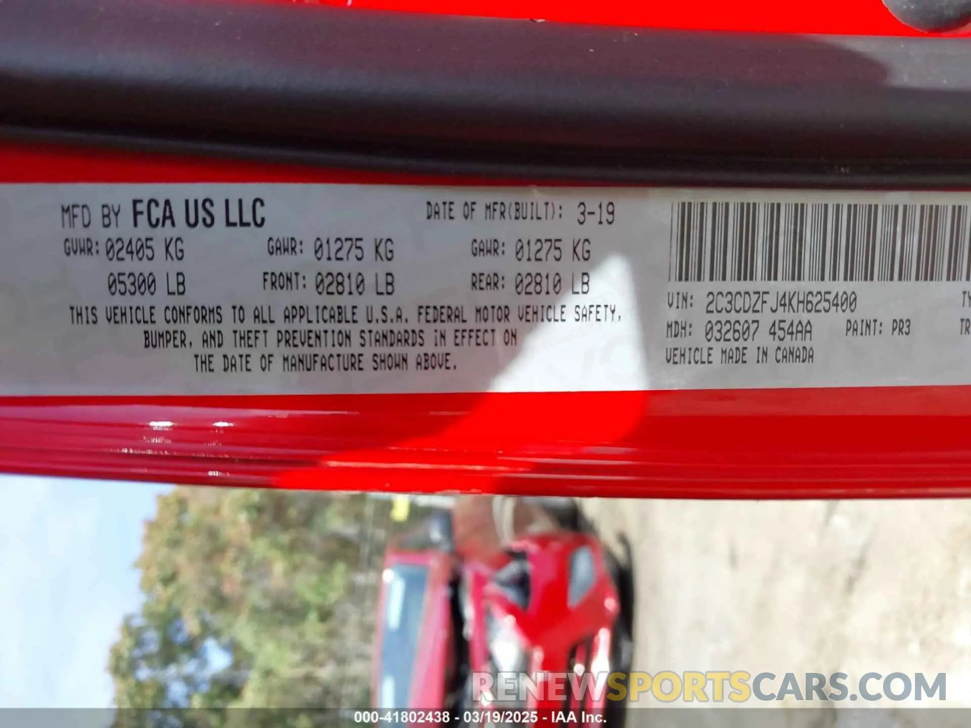 9 fotografías del automóvil dañado 2C3CDZFJ4KH625400 DODGE CHALLENGER 2019