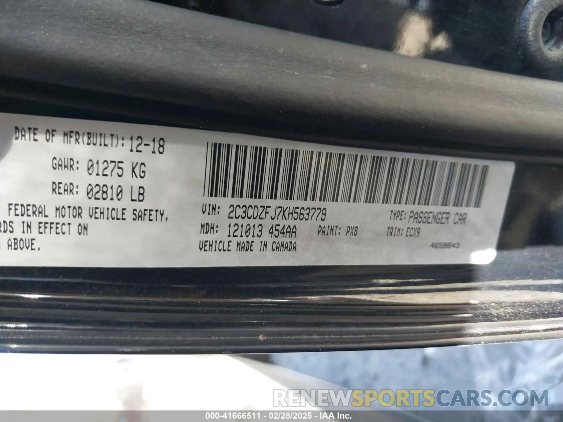 9 fotografías del automóvil dañado 2C3CDZFJ7KH563779 DODGE CHALLENGER 2019
