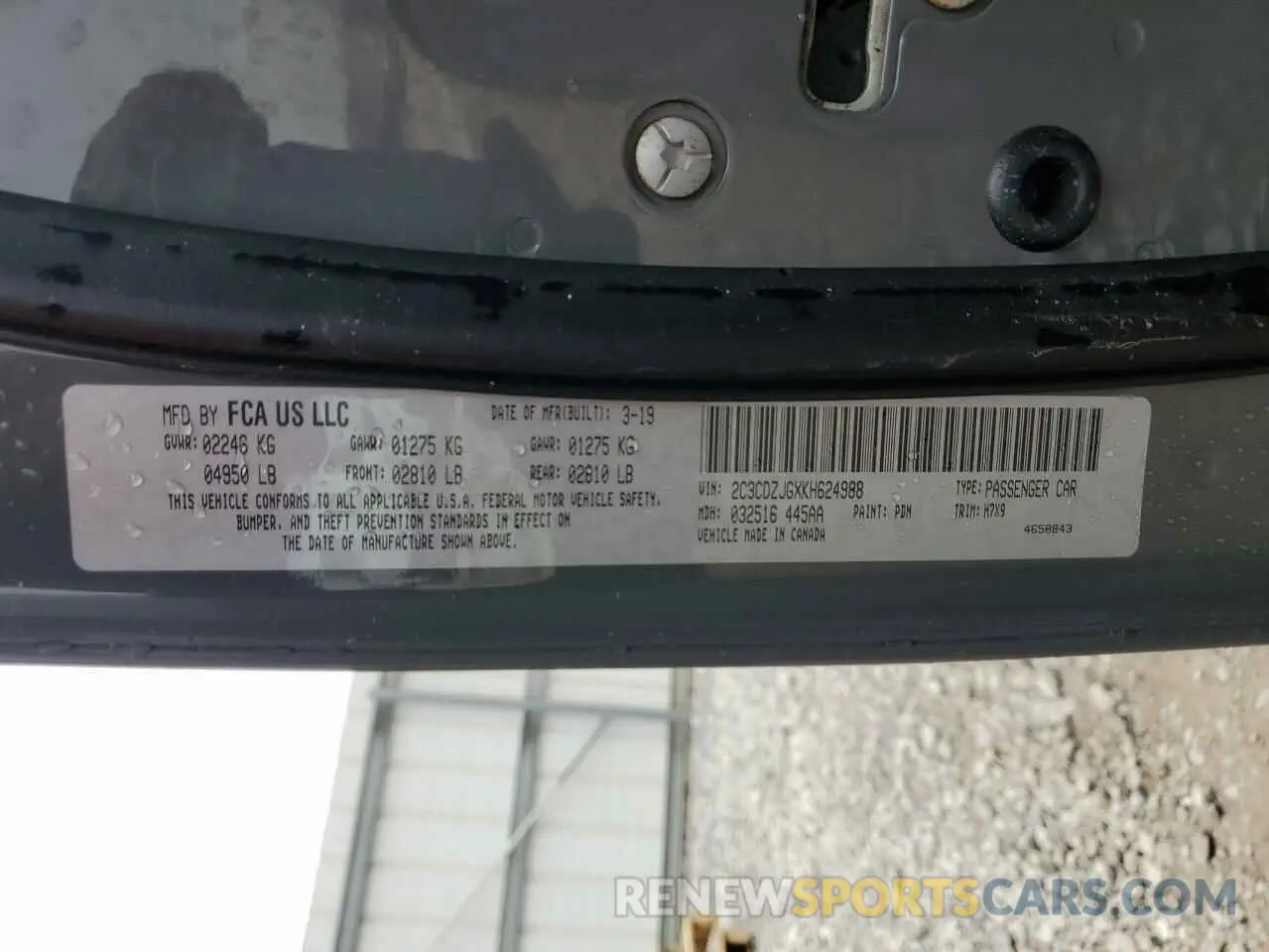 12 fotografías del automóvil dañado 2C3CDZJGXKH624988 DODGE CHALLENGER 2019