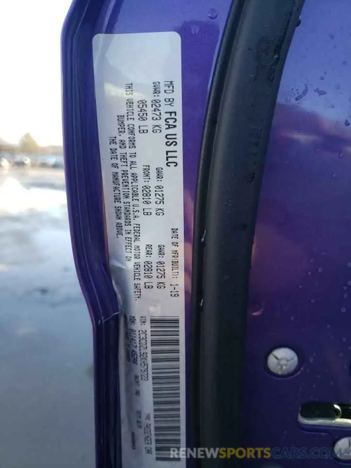 13 fotografías del automóvil dañado 2C3CDZL92KH579723 DODGE CHALLENGER 2019