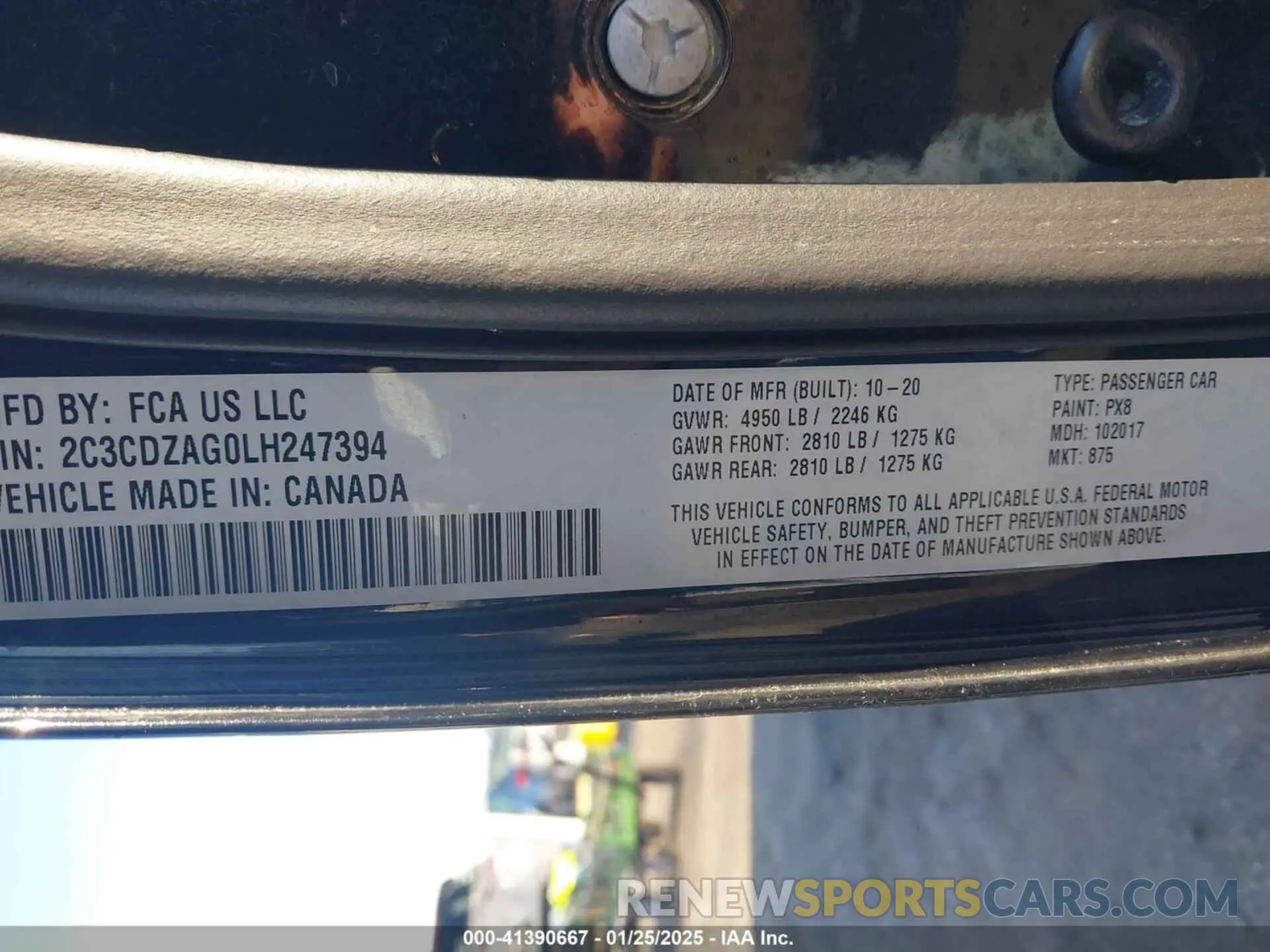 8 fotografías del automóvil dañado 2C3CDZAG0LH247394 DODGE CHALLENGER 2020
