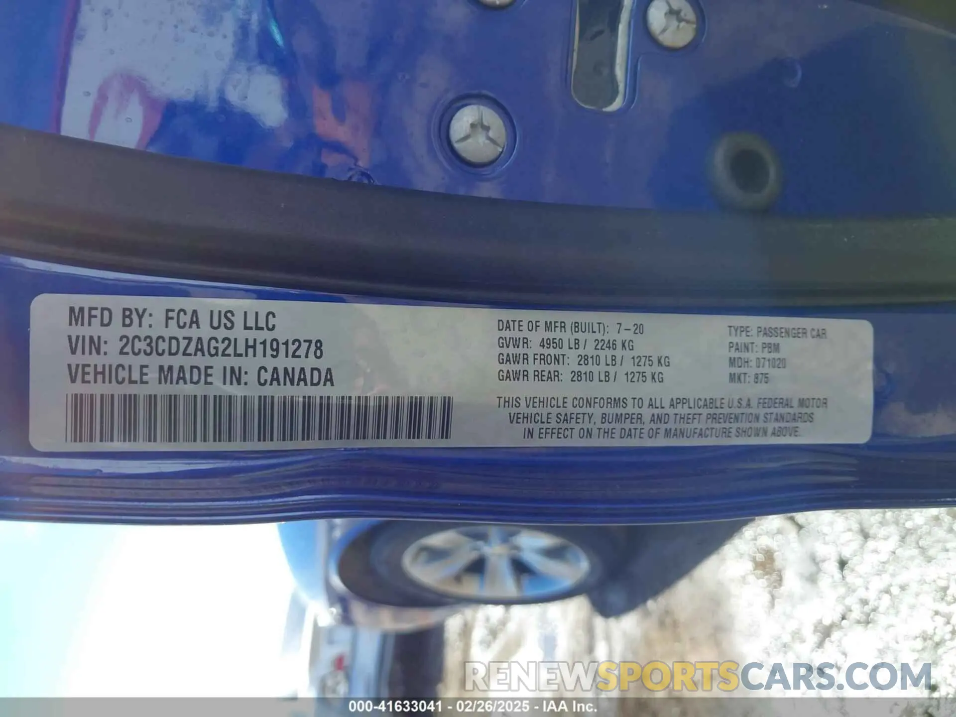 9 fotografías del automóvil dañado 2C3CDZAG2LH191278 DODGE CHALLENGER 2020