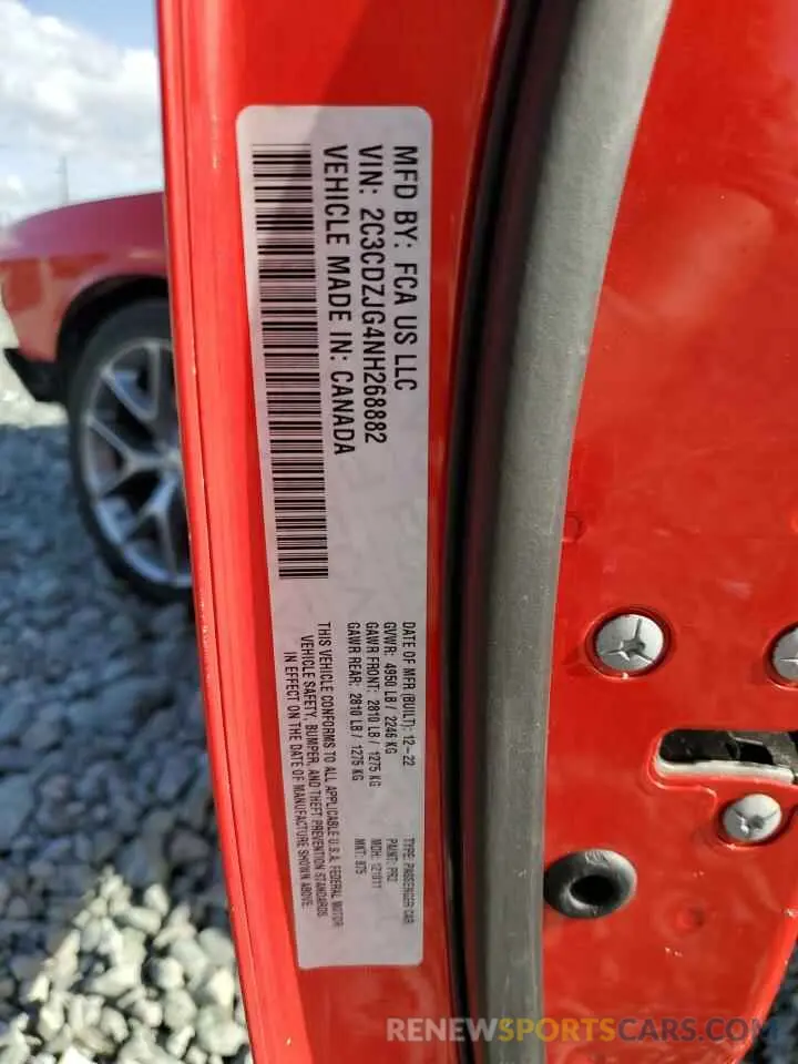 14 fotografías del automóvil dañado 2C3CDZJG4NH268882 DODGE CHALLENGER 2022