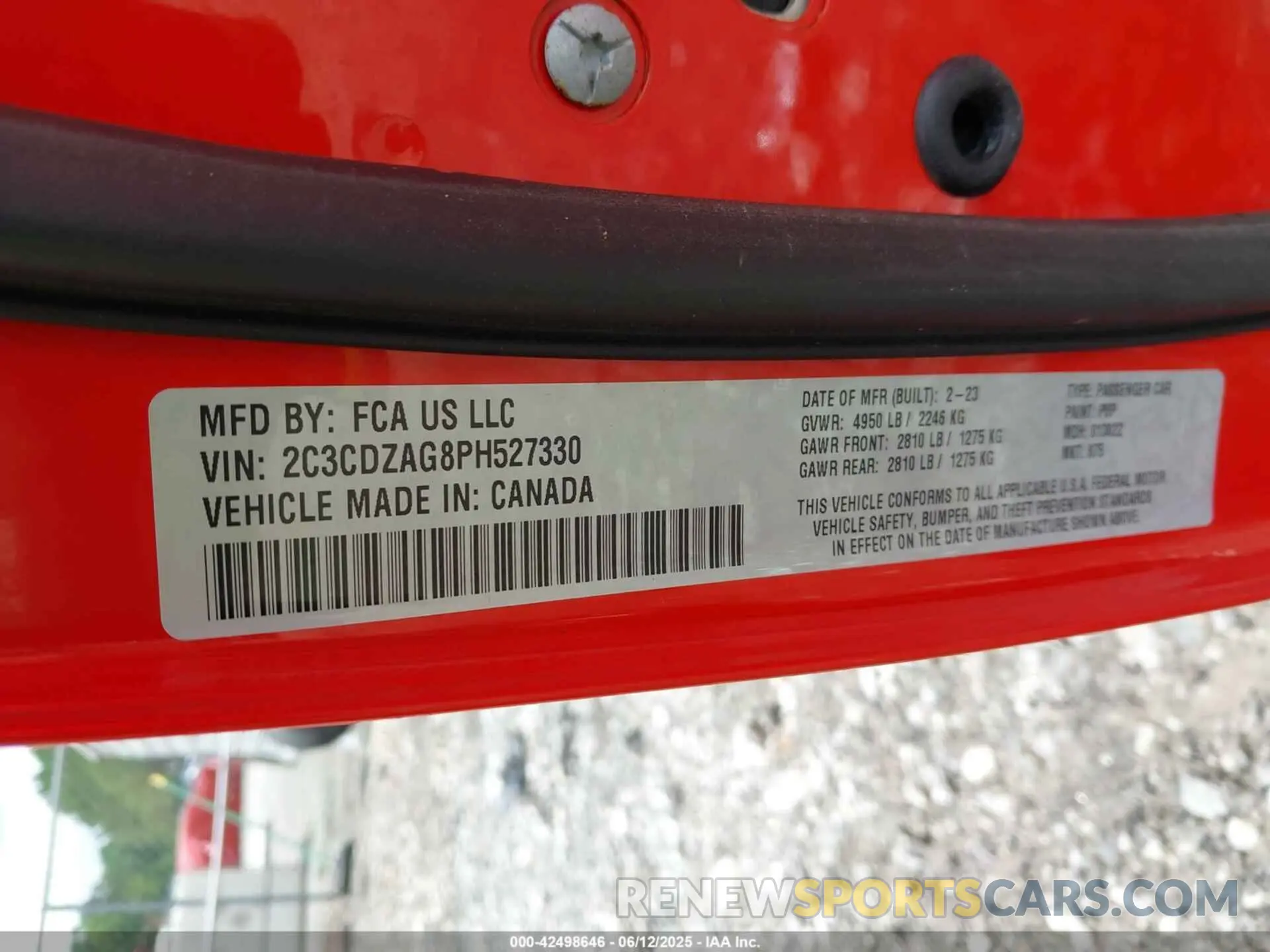 9 fotografías del automóvil dañado 2C3CDZAG8PH527330 DODGE CHALLENGER 2023