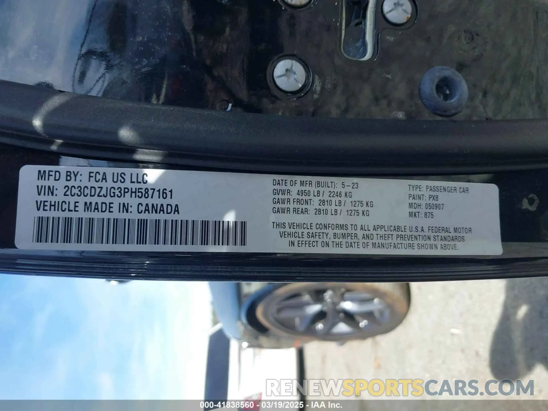 9 fotografías del automóvil dañado 2C3CDZJG3PH587161 DODGE CHALLENGER 2023