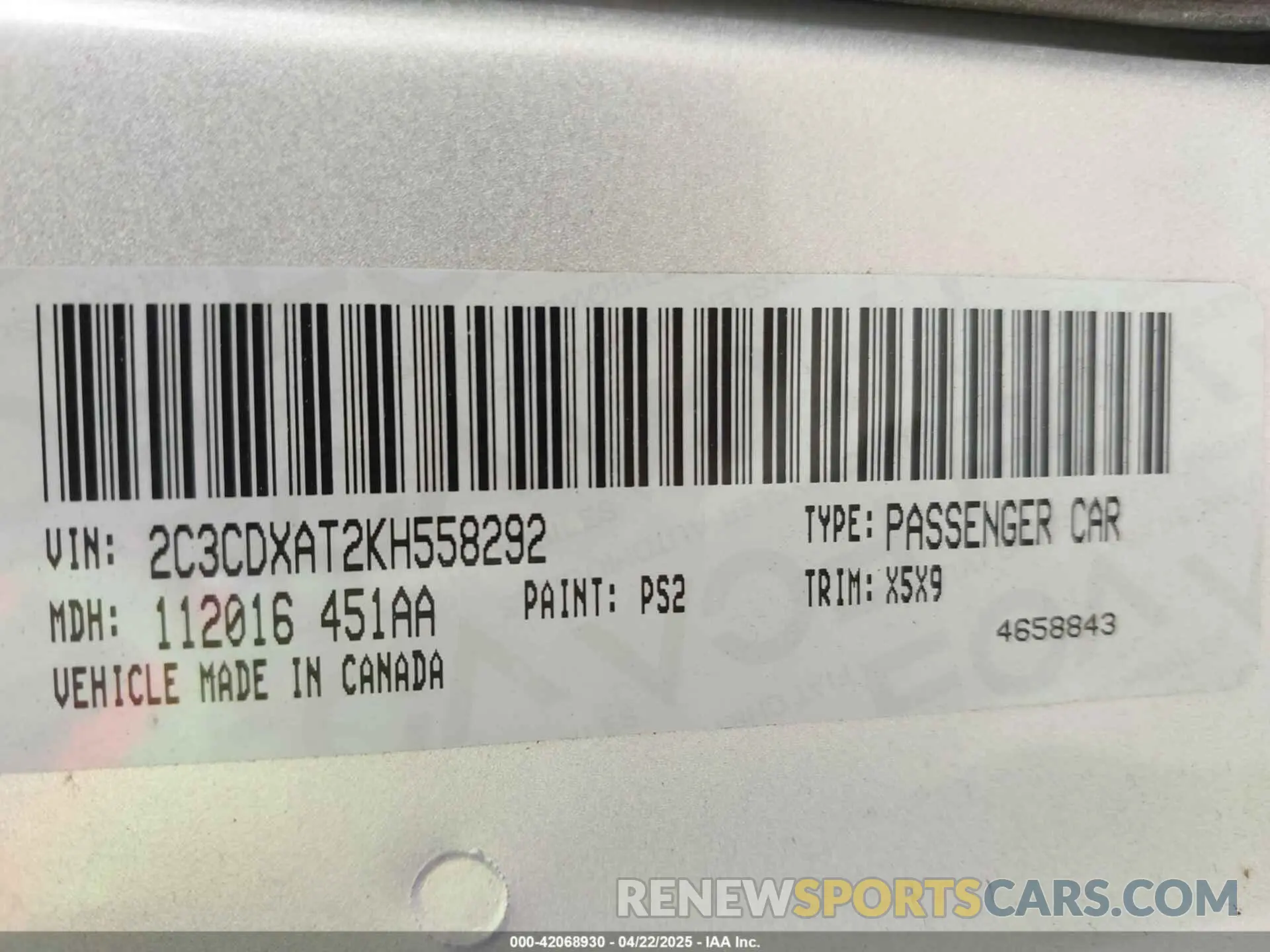 9 fotografías del automóvil dañado 2C3CDXAT2KH558292 DODGE CHARGER 2019