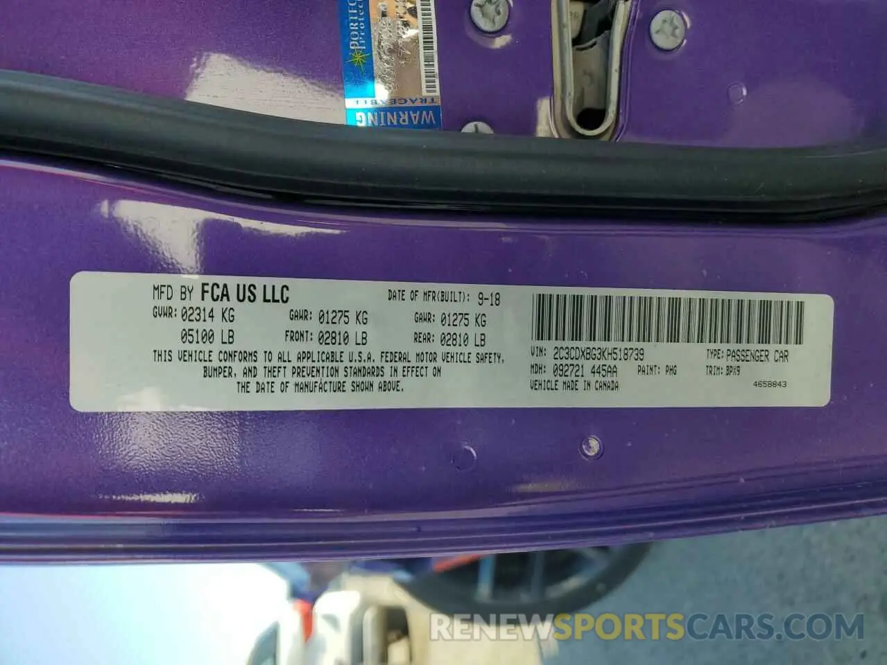 13 fotografías del automóvil dañado 2C3CDXBG3KH518739 DODGE CHARGER 2019