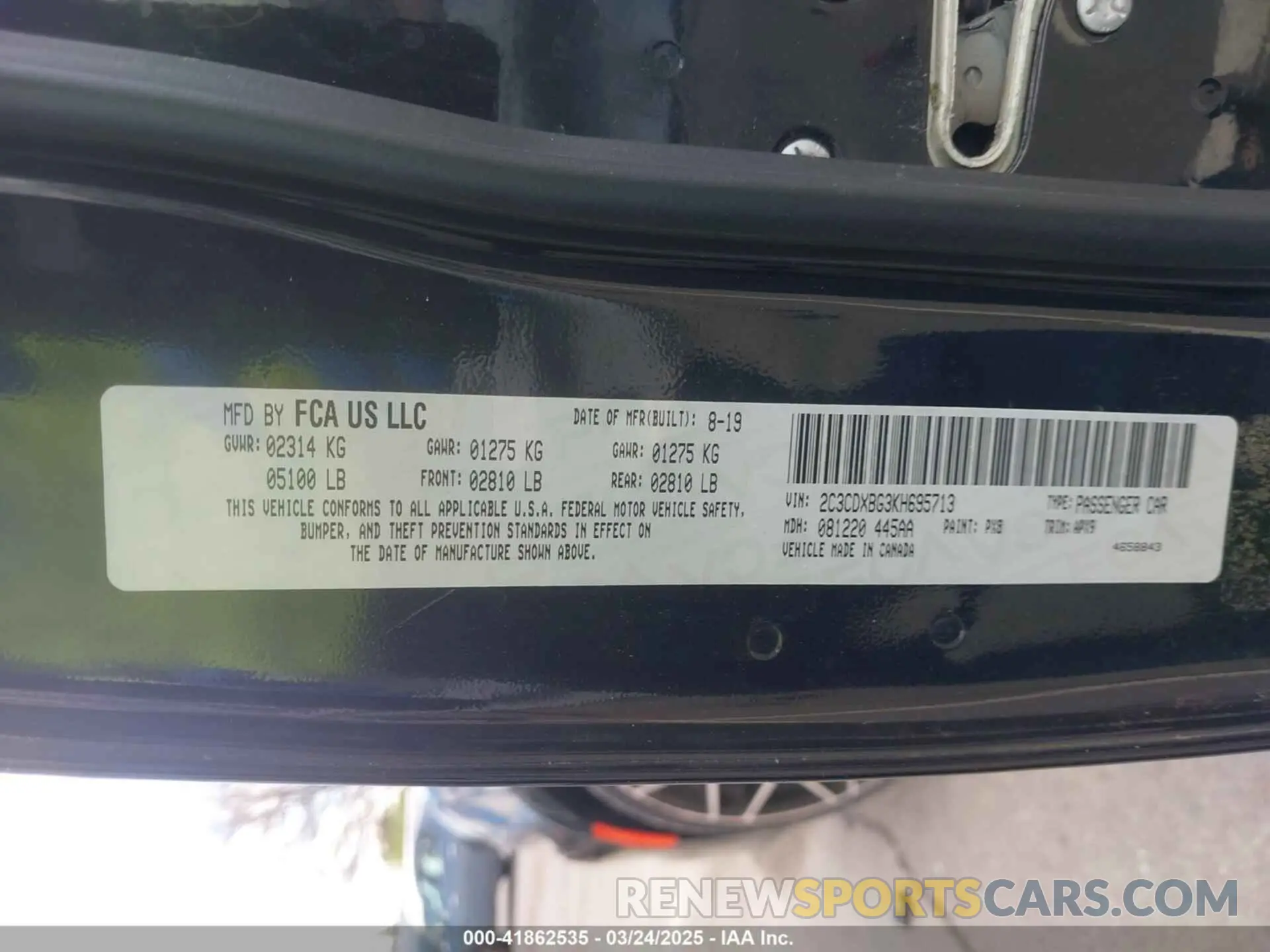 9 fotografías del automóvil dañado 2C3CDXBG3KH695713 DODGE CHARGER 2019