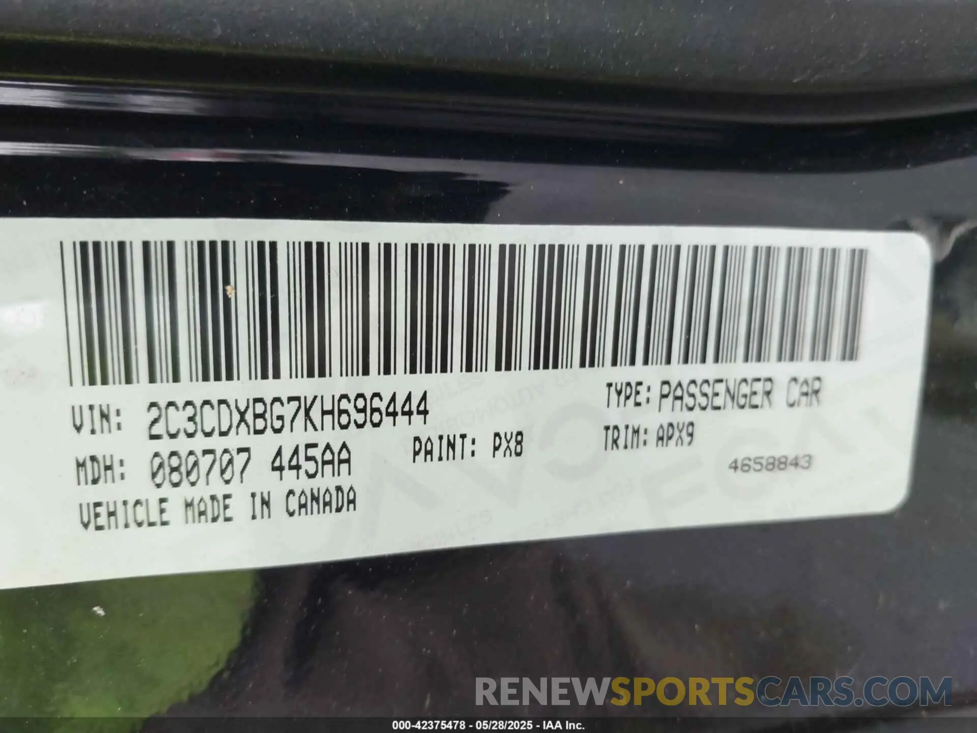 9 fotografías del automóvil dañado 2C3CDXBG7KH696444 DODGE CHARGER 2019