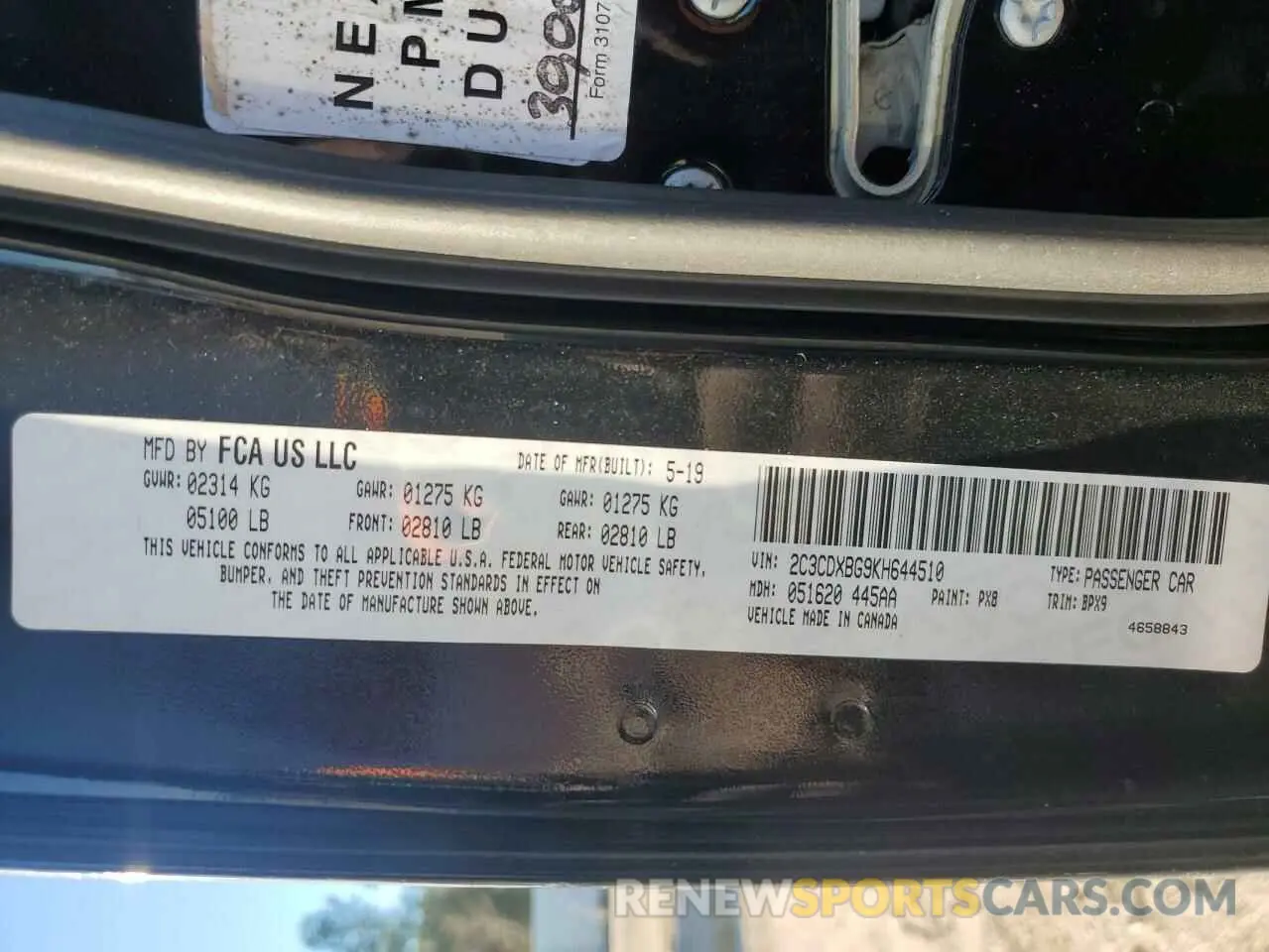 12 fotografías del automóvil dañado 2C3CDXBG9KH644510 DODGE CHARGER 2019