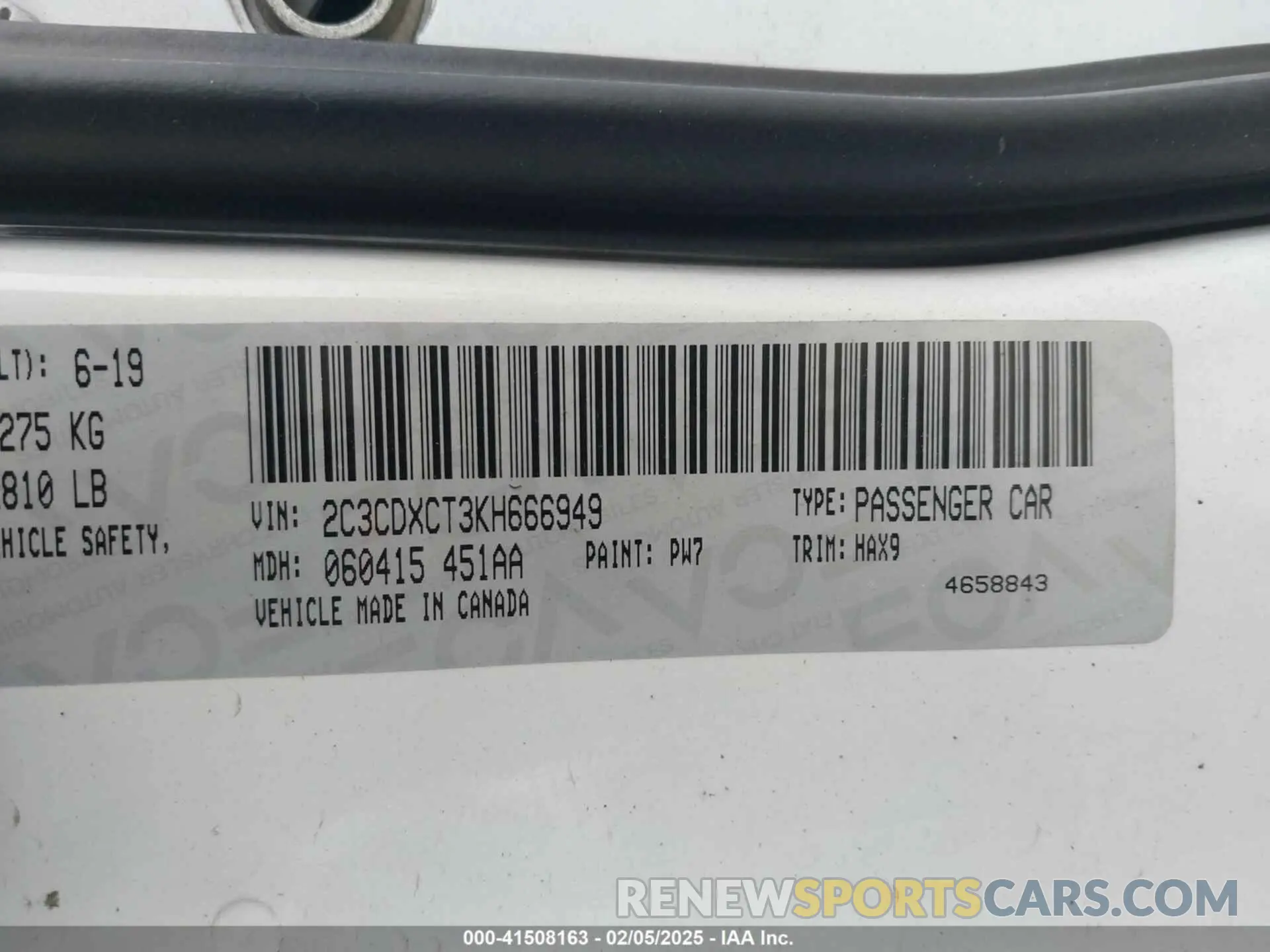 9 fotografías del automóvil dañado 2C3CDXCT3KH666949 DODGE CHARGER 2019