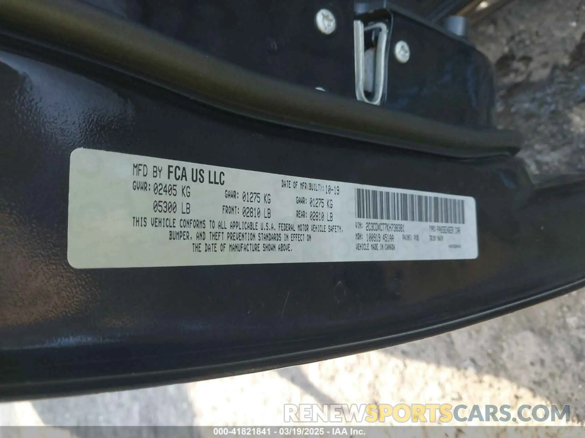 9 fotografías del automóvil dañado 2C3CDXCT7KH738381 DODGE CHARGER 2019