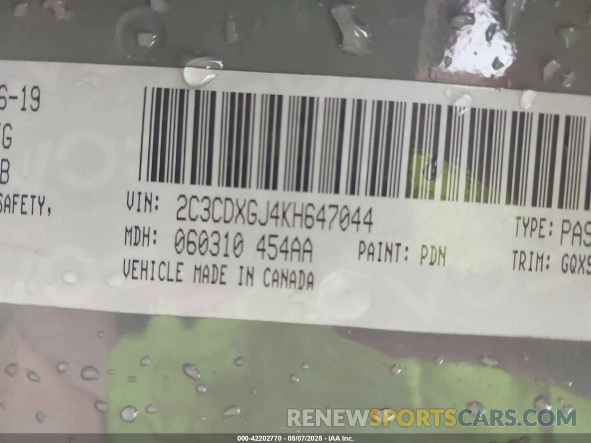 9 fotografías del automóvil dañado 2C3CDXGJ4KH647044 DODGE CHARGER 2019