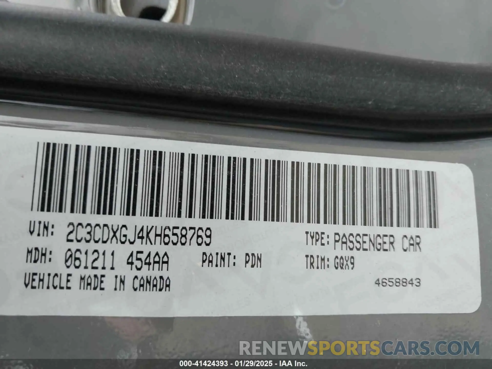 9 fotografías del automóvil dañado 2C3CDXGJ4KH658769 DODGE CHARGER 2019