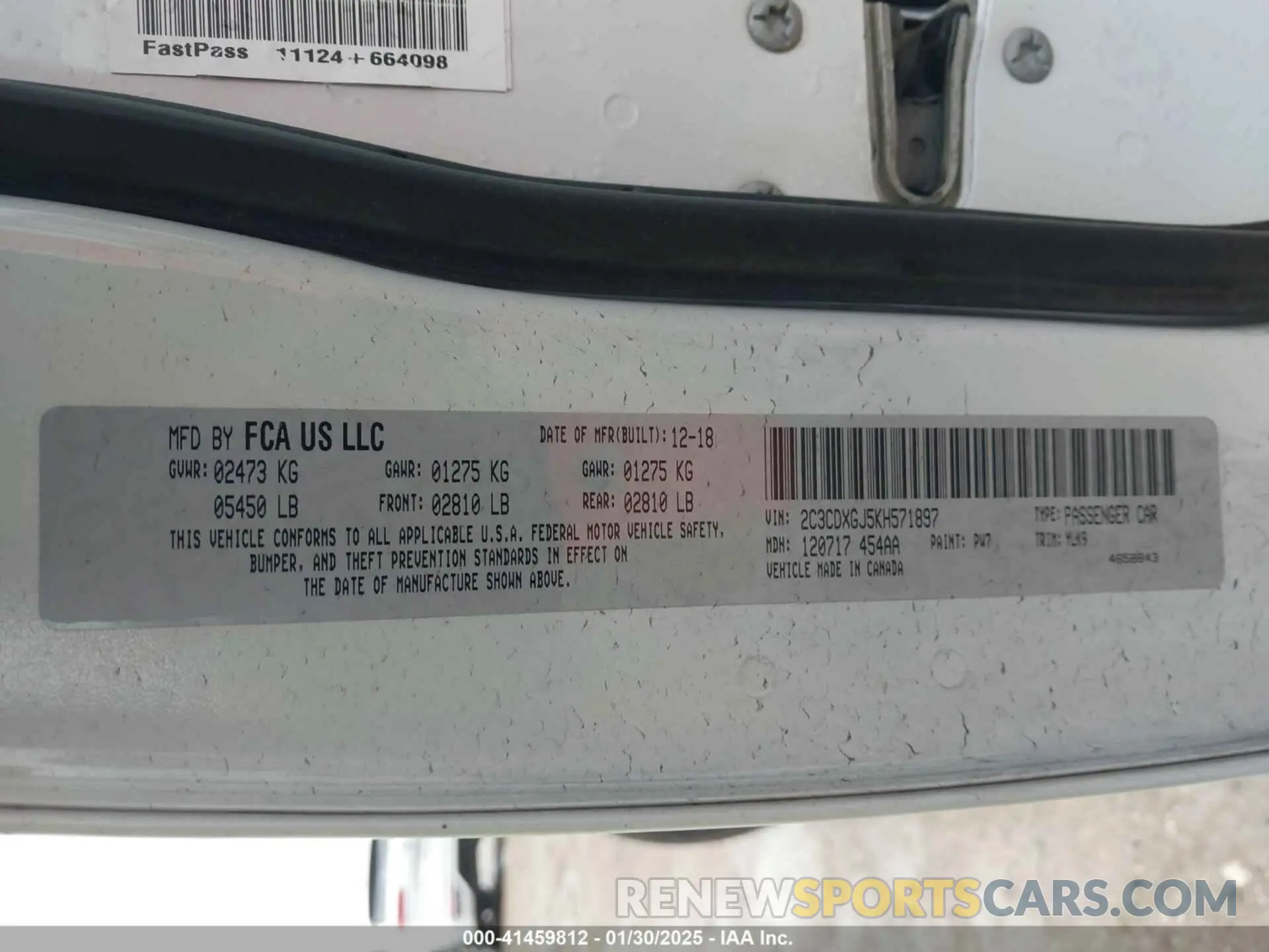 9 fotografías del automóvil dañado 2C3CDXGJ5KH571897 DODGE CHARGER 2019