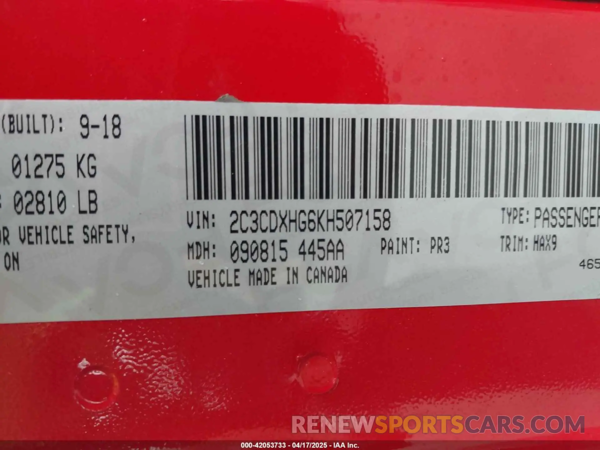9 fotografías del automóvil dañado 2C3CDXHG6KH507158 DODGE CHARGER 2019