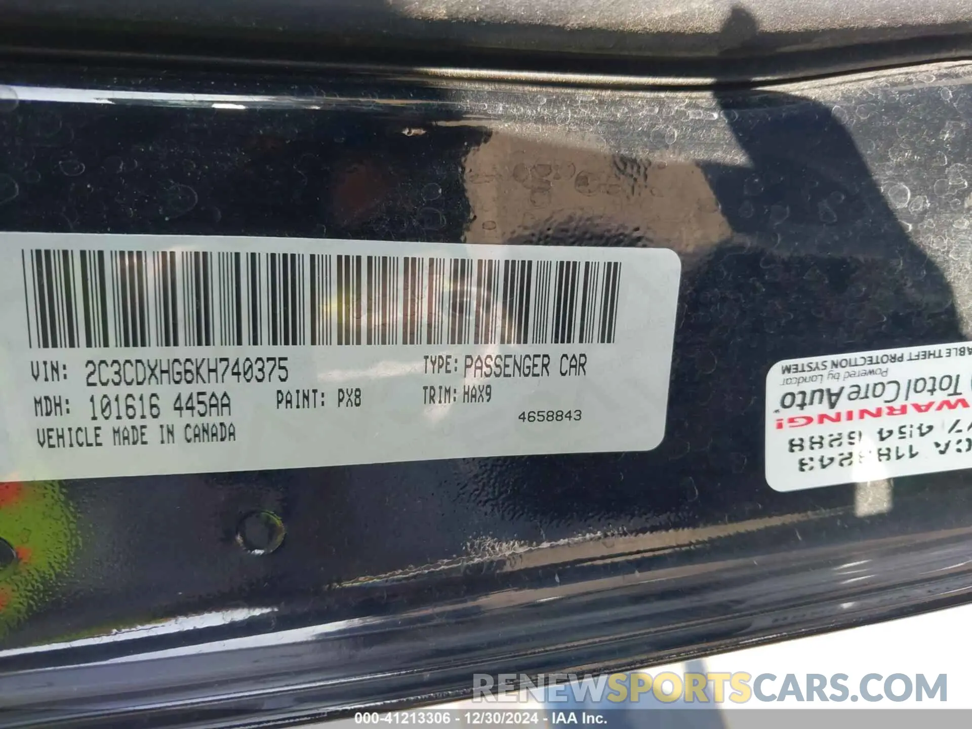 9 fotografías del automóvil dañado 2C3CDXHG6KH740375 DODGE CHARGER 2019