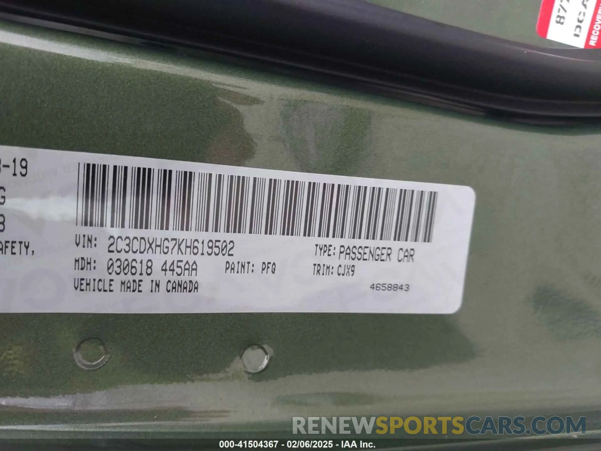 9 fotografías del automóvil dañado 2C3CDXHG7KH619502 DODGE CHARGER 2019