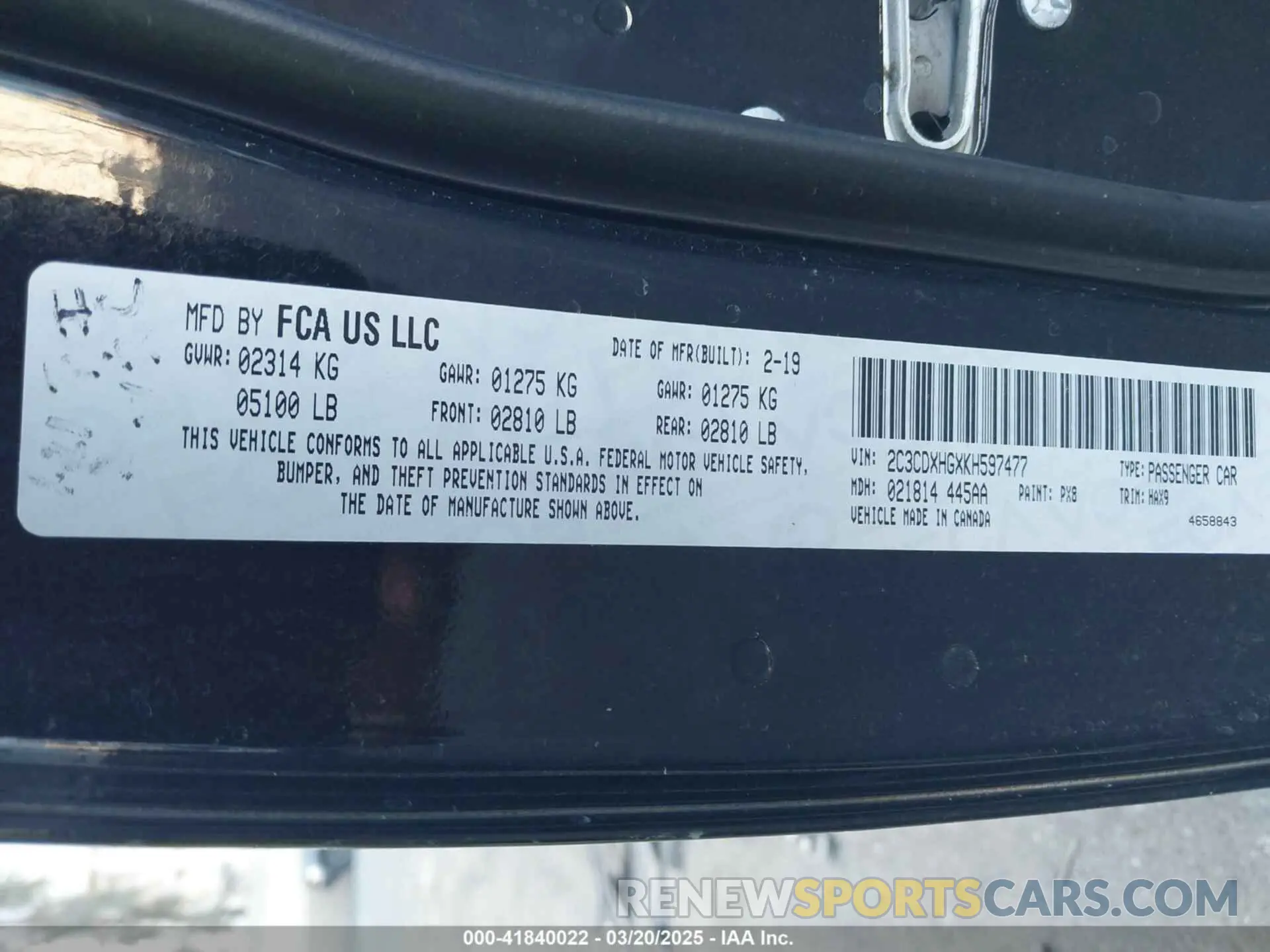 9 fotografías del automóvil dañado 2C3CDXHGXKH597477 DODGE CHARGER 2019