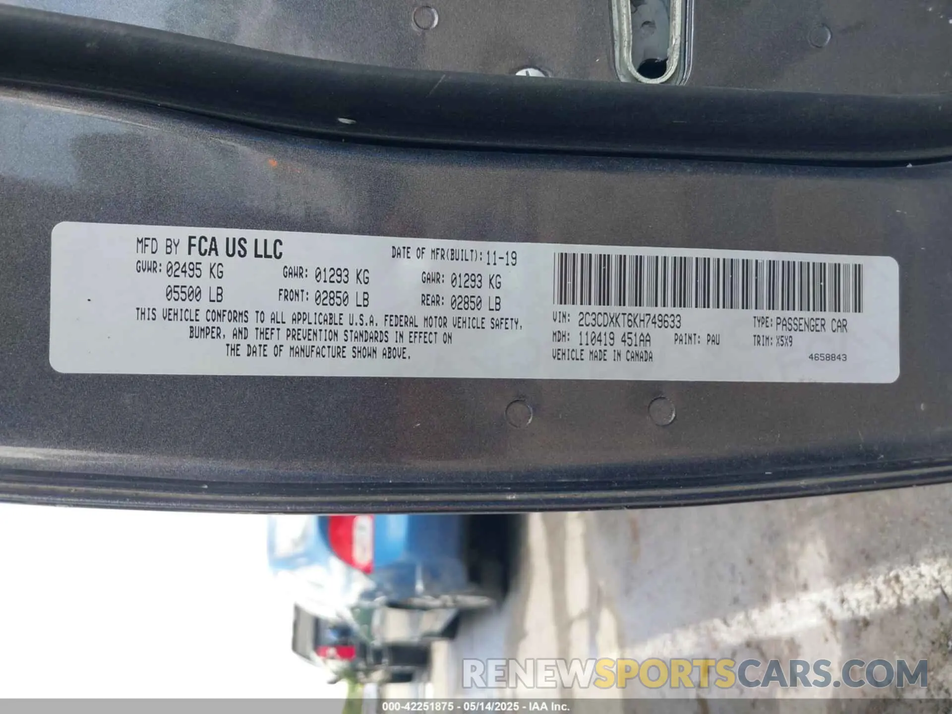 9 fotografías del automóvil dañado 2C3CDXKT6KH749633 DODGE CHARGER 2019