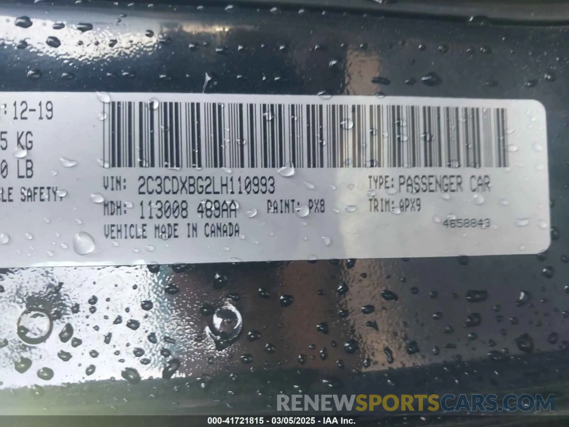 9 fotografías del automóvil dañado 2C3CDXBG2LH110993 DODGE CHARGER 2020