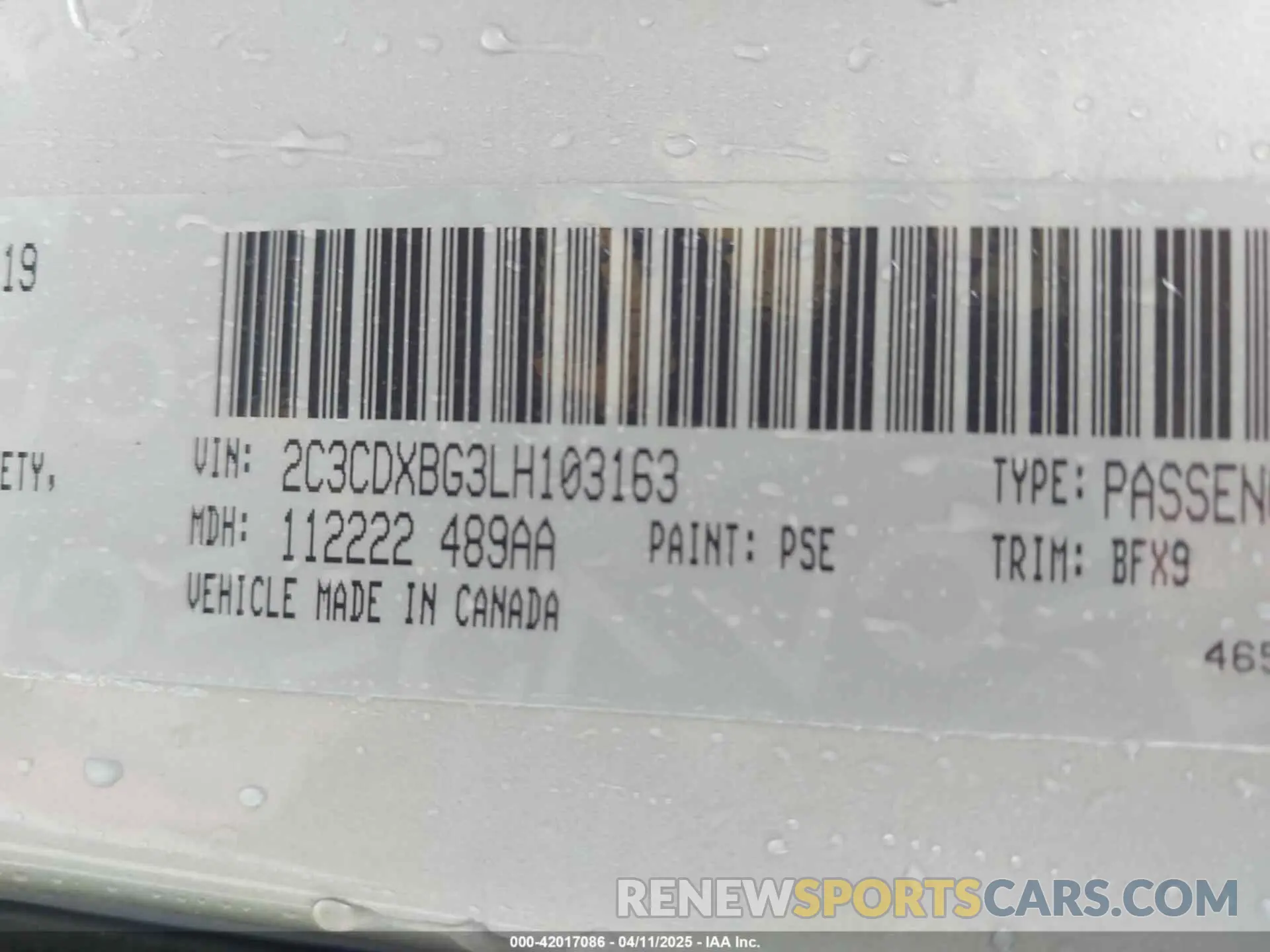 9 fotografías del automóvil dañado 2C3CDXBG3LH103163 DODGE CHARGER 2020
