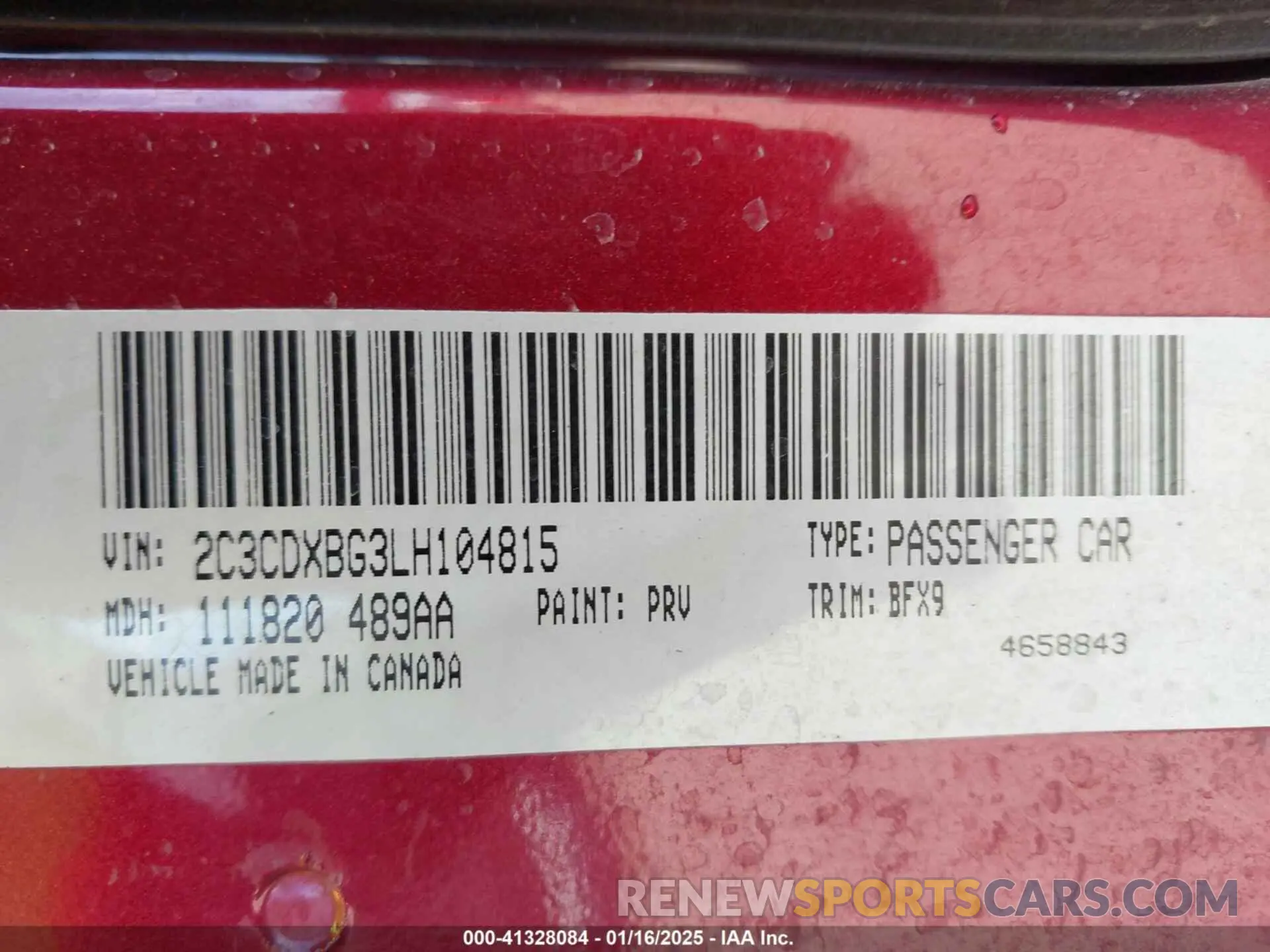 9 fotografías del automóvil dañado 2C3CDXBG3LH104815 DODGE CHARGER 2020