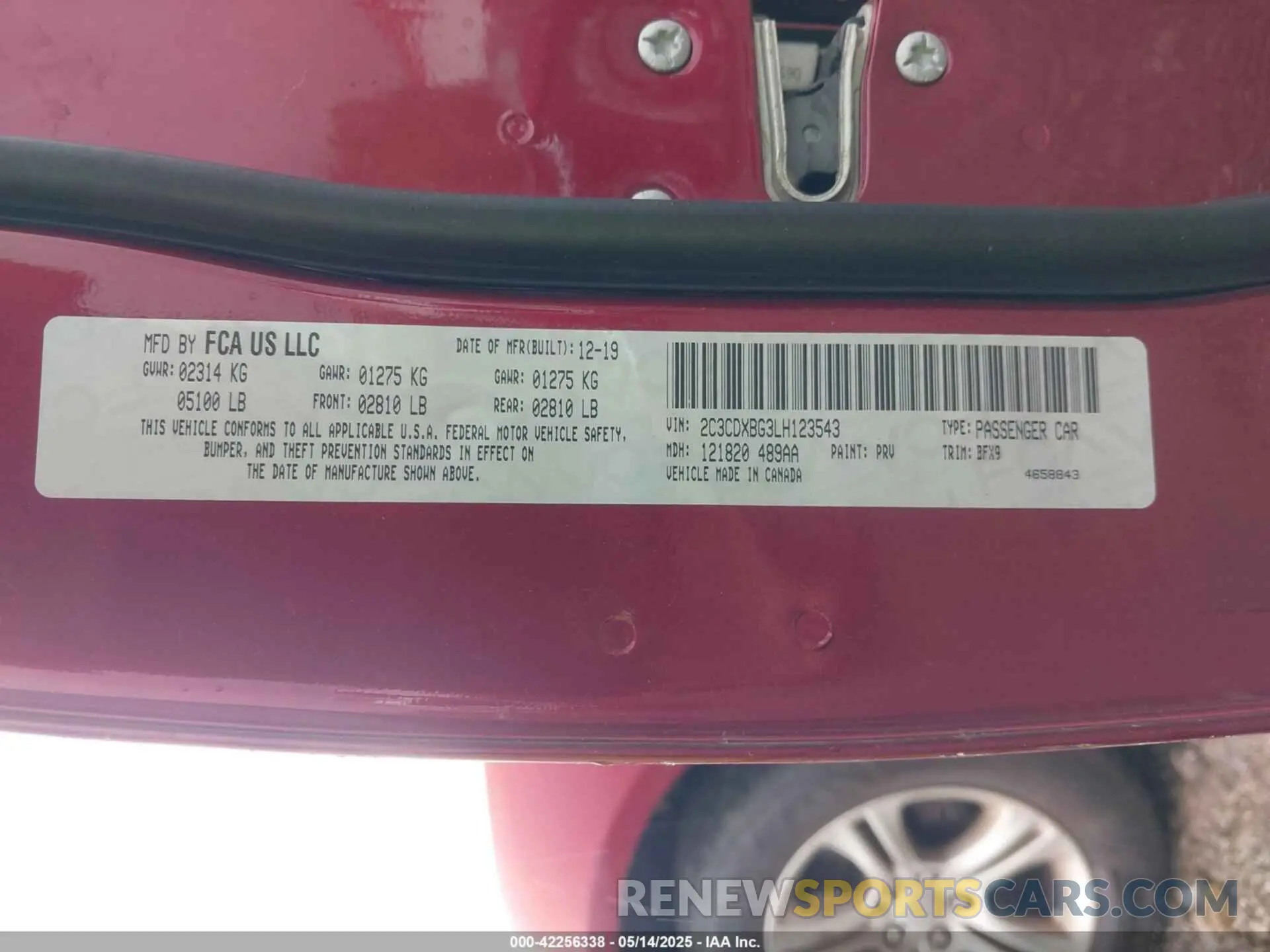 9 fotografías del automóvil dañado 2C3CDXBG3LH123543 DODGE CHARGER 2020